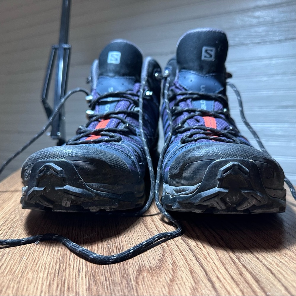 EUC Salomon X Ultra 3 Mid GTX Hiking Boots w Brooks Insoles—Purple & Black US 10 - Picture 10 of 12